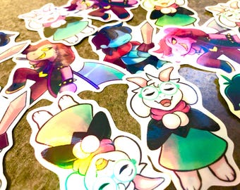Deltarune Kris Susie Ralsei 2” Holographic Vinyl Stickers