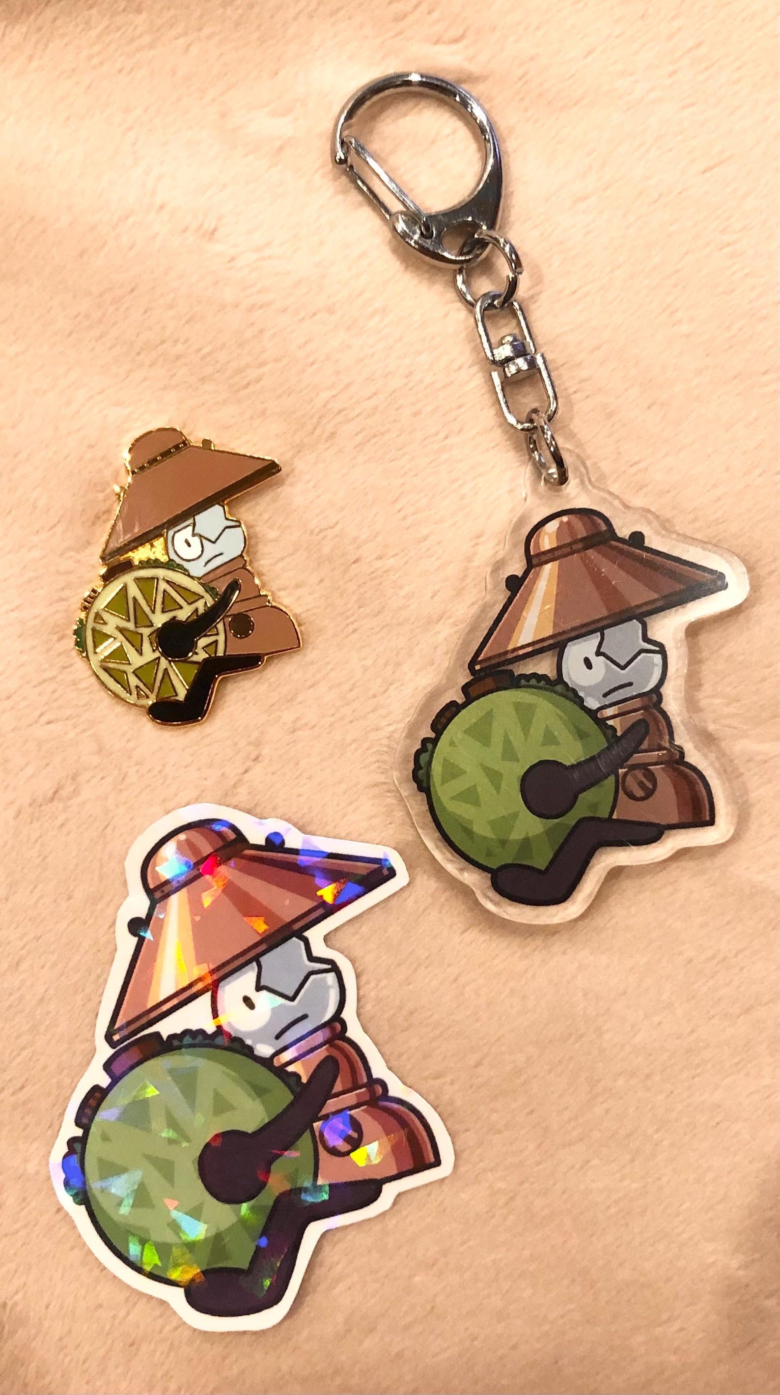 HFJONE Airy Enamel Pin, Acrylic Keychain, and Holographic Vinyl Sticker ...