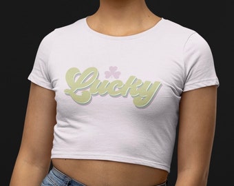 St Patricks Day Crop Top | Lucky Crop Top | Shamrock Top | Womens St Patricks Day Shirt | Y2K Crop Top | 2000s Clothing | St Pattys Day Top