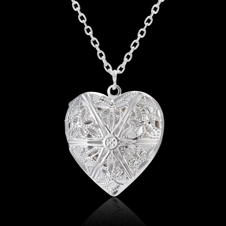 18" Heart Shaped Photo Locket Necklace - Polished Stainless Steel, For Women & Girls