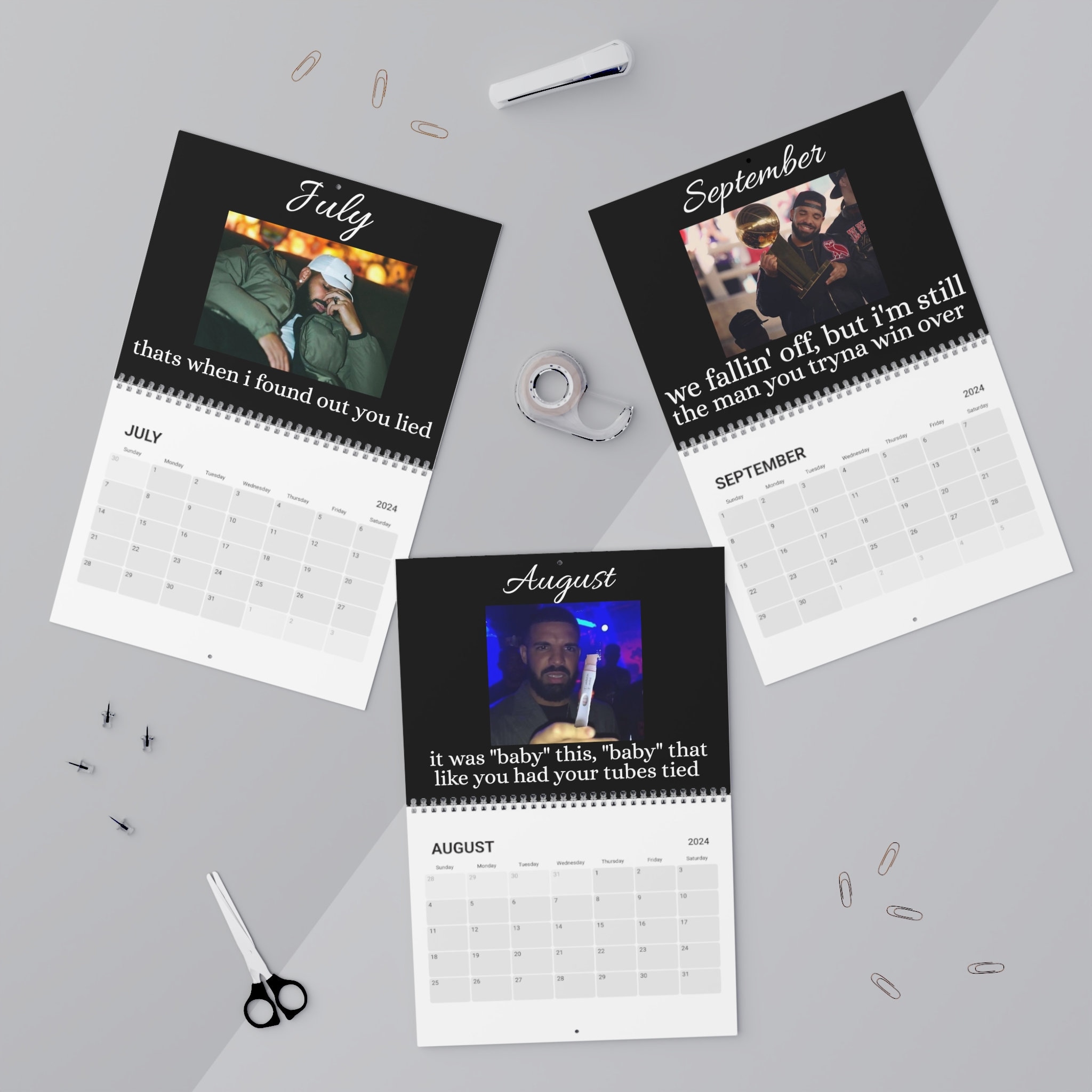 Drake For All The Dogs 2024 Calendar Slime You Out Lyric Calendar