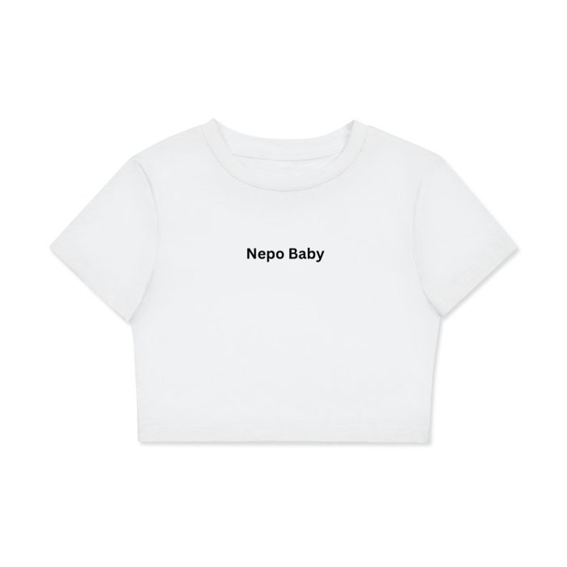 Hailey Bieber Style Nepo Baby Crop Top Nepo Baby Shirt Slogan Baby Tee Celebrity Tee 2000s Baby