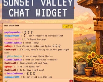 Sunset Valley Pixel Art Chat Widget – Gemütliches Stream Overlay (Digitaler Download)