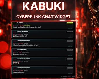 Cyberpunk Kabuki Twitch Chat Widget | Japanischer Neonstrom-Overlay | OBS & Streamlabs Digitaler Download