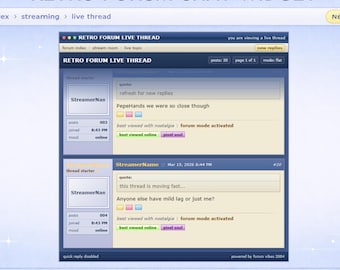 Forenthread StreamLabs Chat Widget — Frühes Retro Internet Overlay für Diskussions-Streams