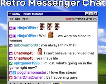 Retro Messenger Twitch Chat Widget, Animierte UI (Digitaler Download)