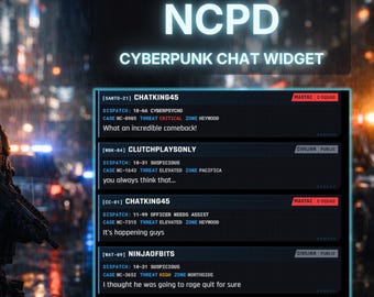 Cyberpunk Stream Chat Widget | Taktische Polizei HUD (Digital Download)