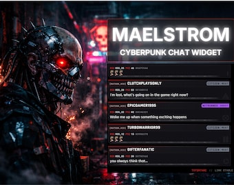 Maelstrom Cyberpunk Stream Chat-Widget - Rotes Industrie Overlay (Digitaler Download)