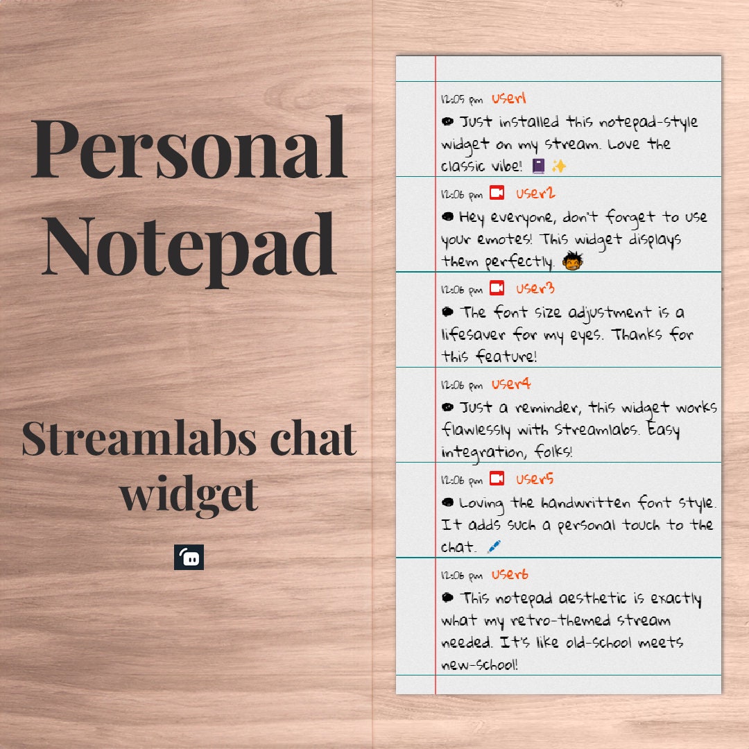Notepad Scribbles Chat Widget Streamlabs Handwrittenstyle Chat Box for