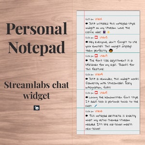 NotePad Scribbles Chat Widget • Streamlabs • Handwritten-Style Chat Box for Streamlabs streamers including Twitch and YouTube