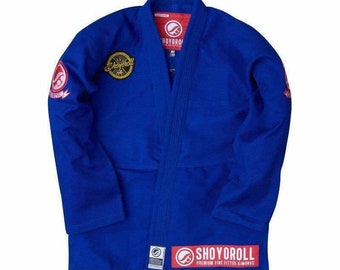 BJJ Gi Shoyoroll RVCA Charge 71 Konkurrent Retro Jiu Jitsu Uniform Blau mit Tasche