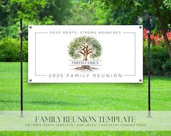 Personalized Family Reunion Banner Deep Roots Strong Branches