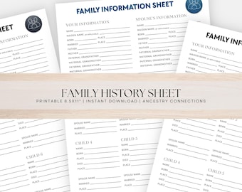 Family History Information Sheets Printable Genealogy Family Group Sheet form