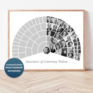 Foto stamboom waaierdiagram sjabloon 6 generaties | Voorouderlijke verbindingen