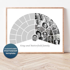 Photo family tree fan chart template 5 generations | Ancestry Connections