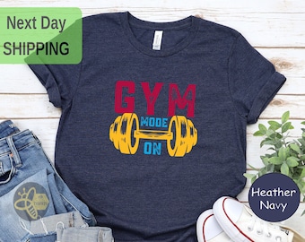 GYM Mode Tee, Fitness Motivational T-Shirt, Men's/Women's Gym shirt, Workout Clothing, Ideal for Weightlifting and CrossFit, Funny T-shirts