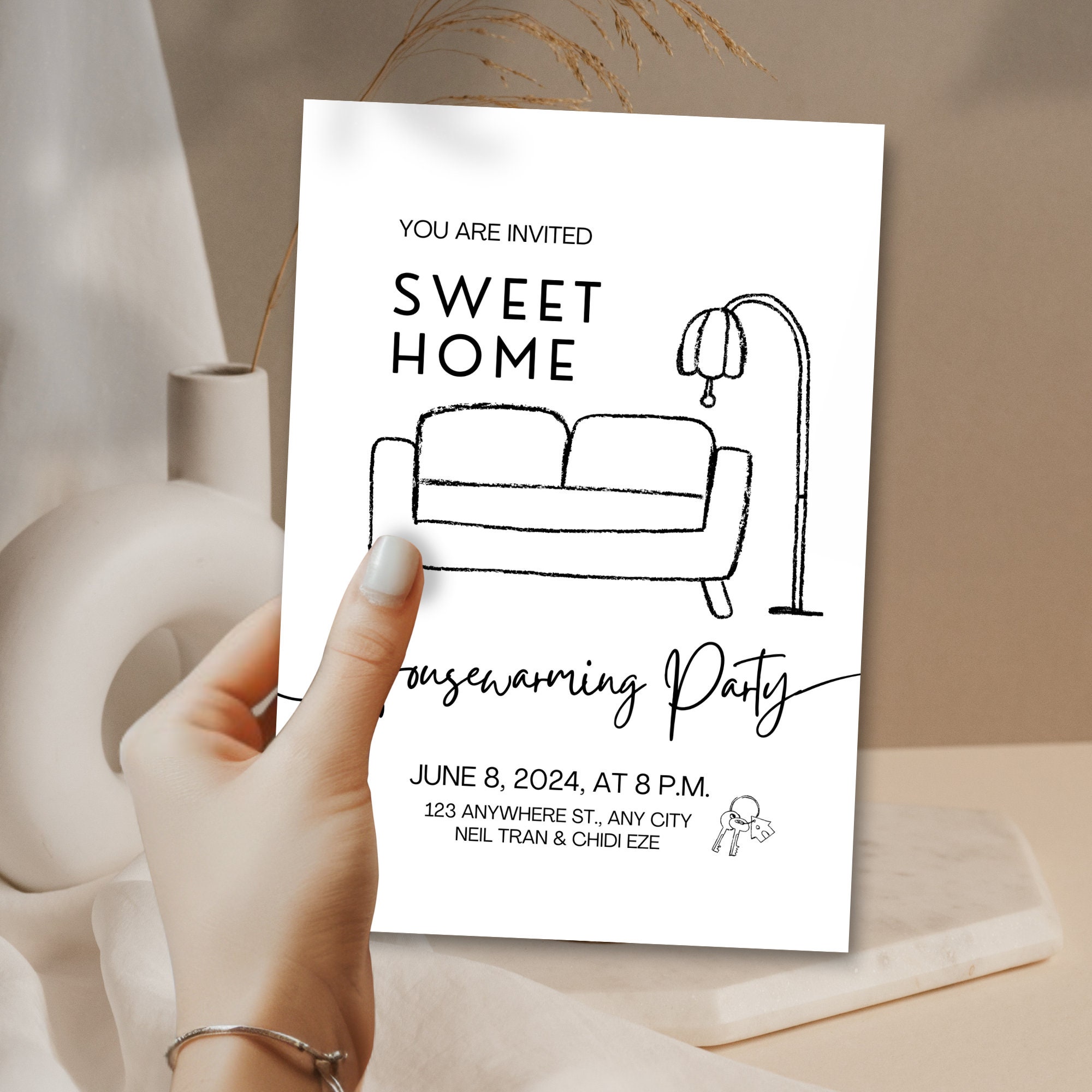 Housewarming Invitation, Digital Download, Printable Canva Template ...
