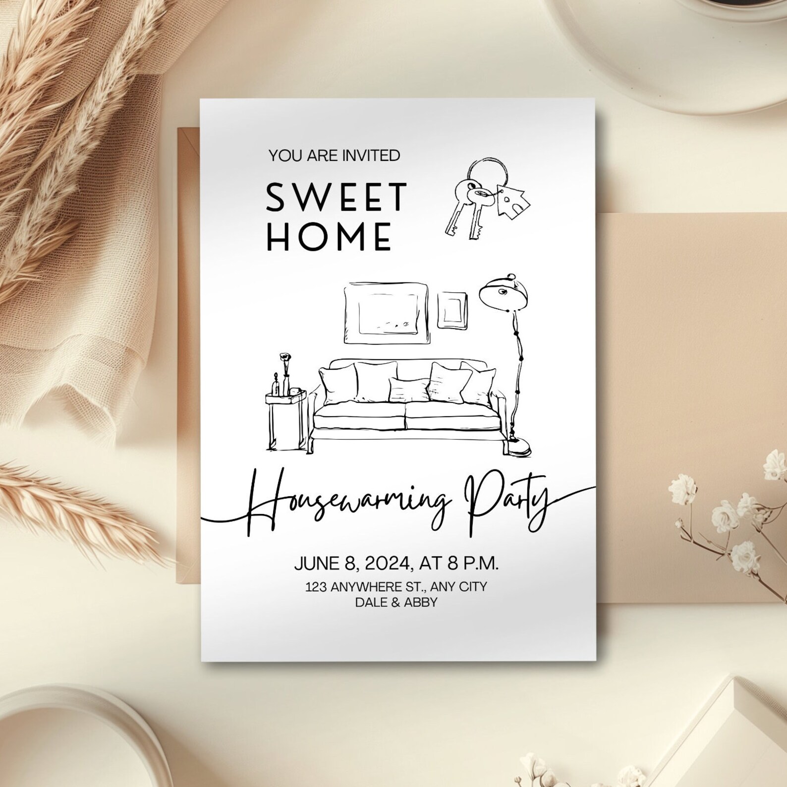 Housewarming Invitation Digital Download Canva Template - Etsy
