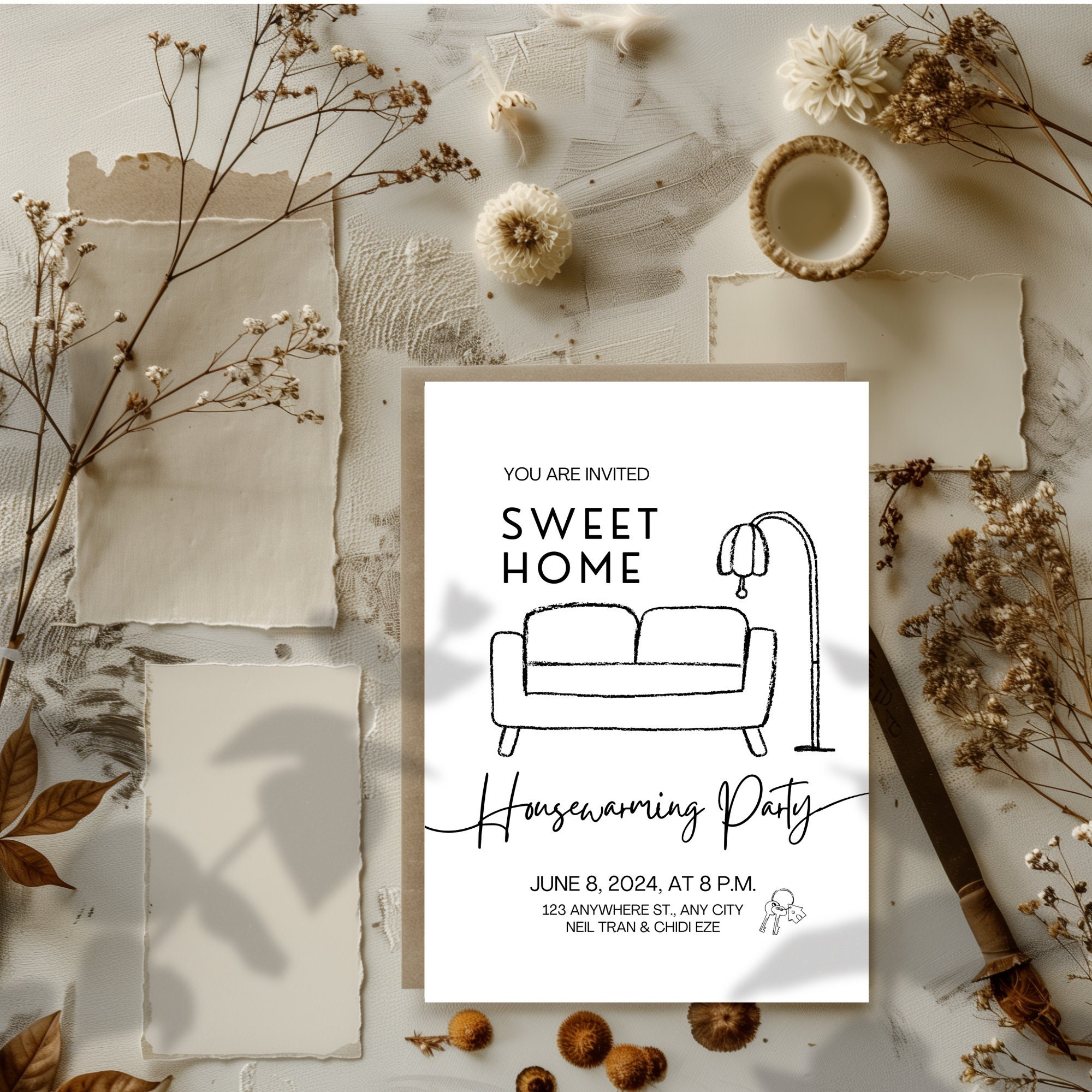 Housewarming Invitation, Digital Download, Printable Canva Template ...