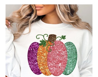 Faux sequin effect Fall Sweatshirt, Faux Sequin sparkle Pumpkin Shirt, Fall Sweatshirt, Pumpkin Sweatshirt, Sparkle Fall Shirt, dtf transfer