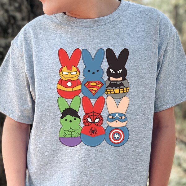 Boys Easter Shirt, Superhero Peeps, Easter Peeps, Hero, Easter, Boys, kids easter, Easter shirt, Peep Bunny Rabbit Easter Boys Shirt