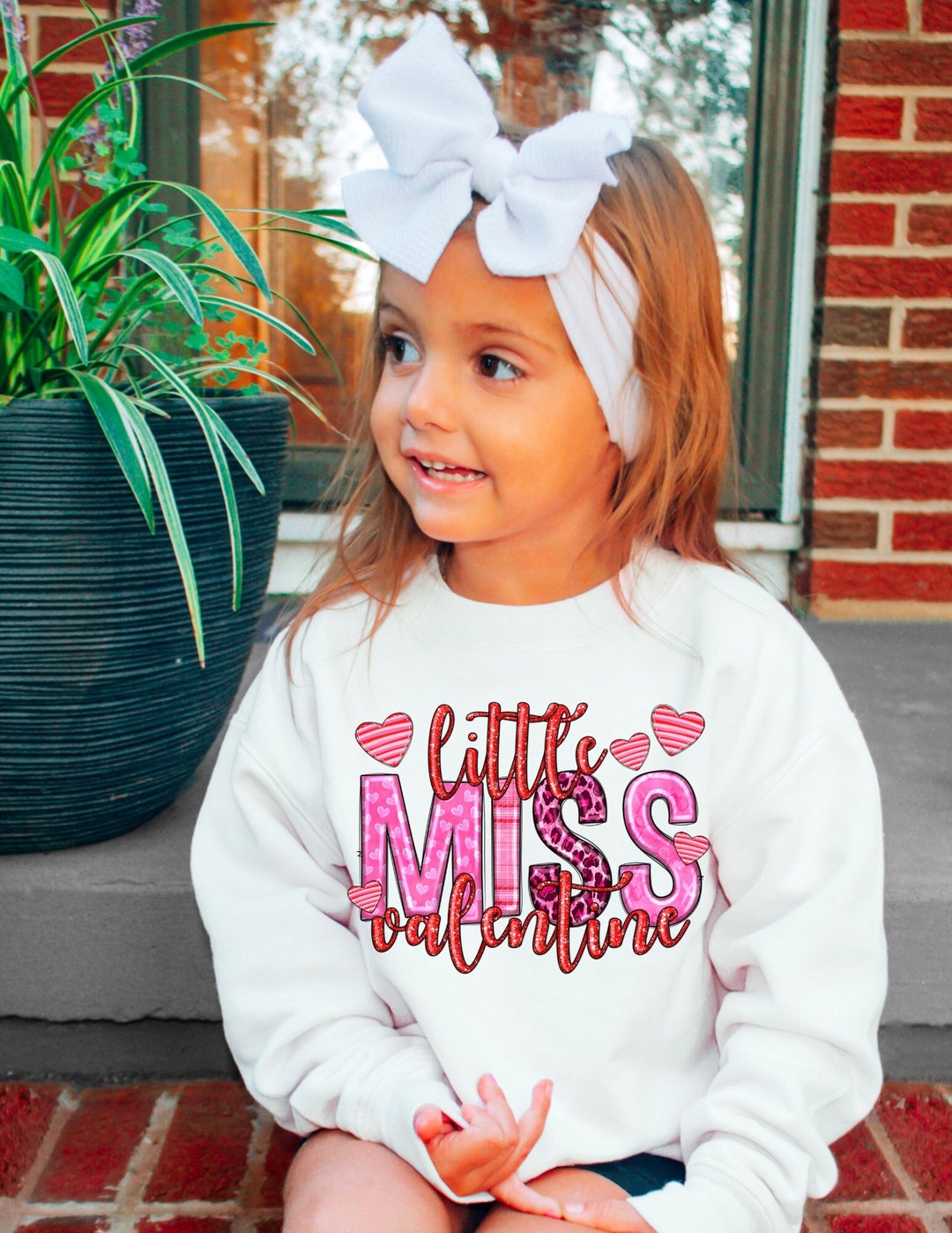 Girls Valentines Day Sweatshirt Little Miss Valentines Hugs Etsy