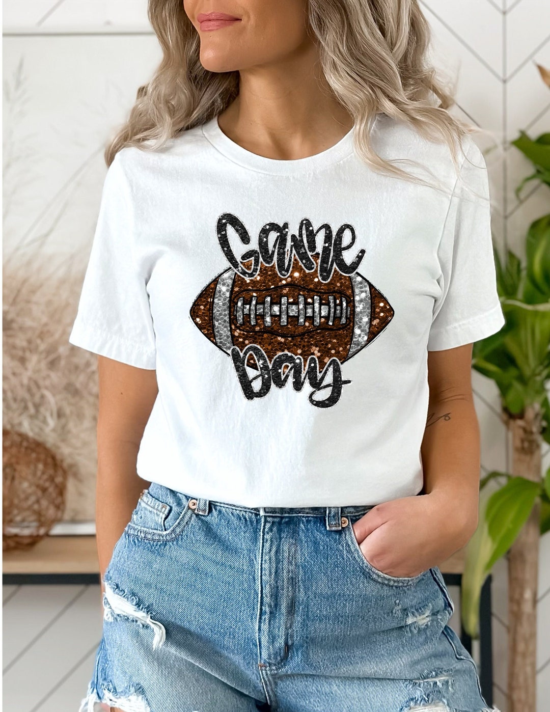 Game Day Shirt - Faux Green And Silver Glitter