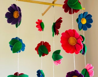 Colourful Felt Flower Mobile