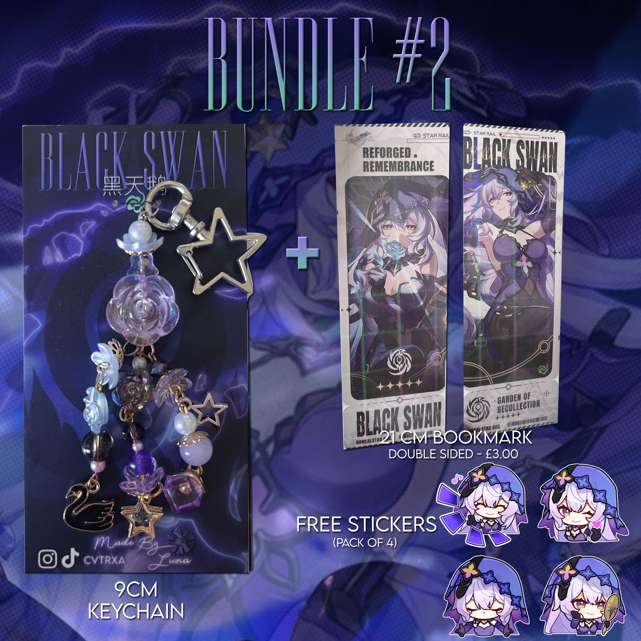 Porte-clés Honkai: Star Rail – Cygne Noir / Étincelant / Misha, Badge Officiel MiHoYo