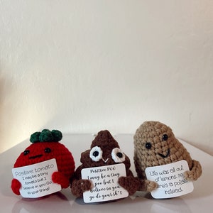  DSLSQD Mini Funny Positive Poo, 3 Inch Positive Poo Crochet  Cute Wool Funny Knitted Positive Poo Doll Cheer up Gifts for New Year Gift  Birthday Gifts Friends Party Decoration Encouragement 