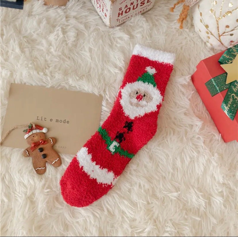 Fluffy Plush Christmas Socks Pair. - Etsy