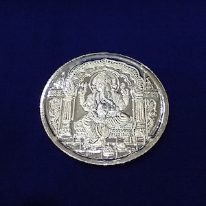 Ganesha Silver Coin -10g - 99.9 Pure Silver | 999 Sterling Silver Coin / Ganesh Coin| house-warming gift | Return gift