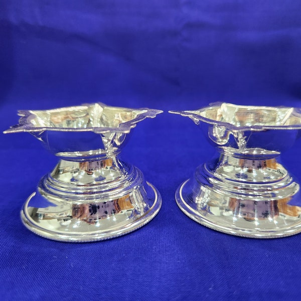 Lamp - 92.5 Pure Silver | 925 Sterling Silver Small Star lamp Set / Kuthu Vilakku Pair| house-warming gift | Return gift