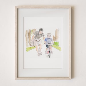 Custom Watercolor Painting Print, Family Portrait, Custom Portrait From Photo, Portraits From Photos, Personalized Gifts, Father&#39;s Day Gift