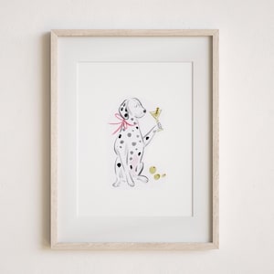 マティーニグラスを持ったペットのカスタム描画、犬または猫の肖像画、カクテルウェディングナプキンと特製ドリンク用、写真からの水彩画