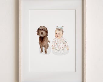 Custom Hand-Drawn Painting from photo, Custom Watercolor Family Portrait from photo, Custom Mother Father gift, Gift from Daugther