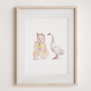 Retrato personalizado en acuarela, retrato familiar, retrato personalizado a partir de una foto, retratos de bebés a partir de fotos, regalos personalizados, regalo del día de la madre