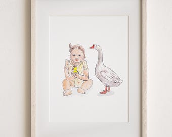 Custom Watercolor Portrait, Family Portrait, Custom Portrait From Photo, Baby Portraits From Photos, Personalized Gifts, Mother's Day Gift