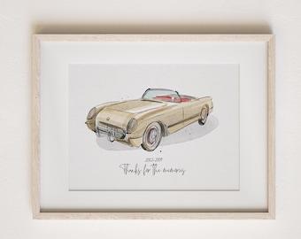 Car Painting From Photo, Car Paintings, Car Drawing from Photo, Custom Watercolor Portrait,Personalized Gift for Boyfriend, Gift for Him