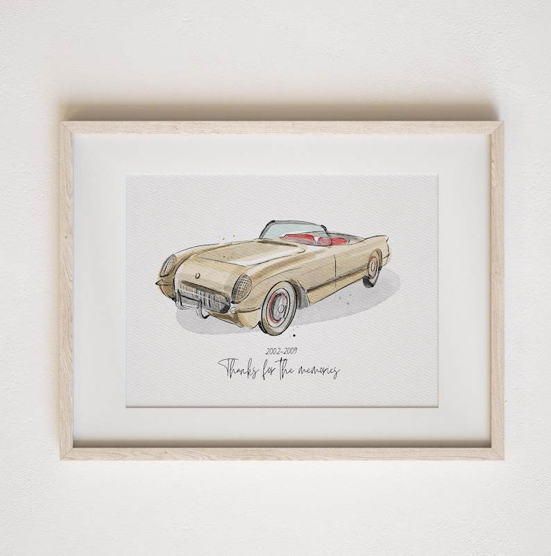 Car Painting From Photo, Car Paintings, Car Drawing from Photo, Custom Watercolor Portrait,Personalized Gift for Boyfriend, Gift for Him image 1