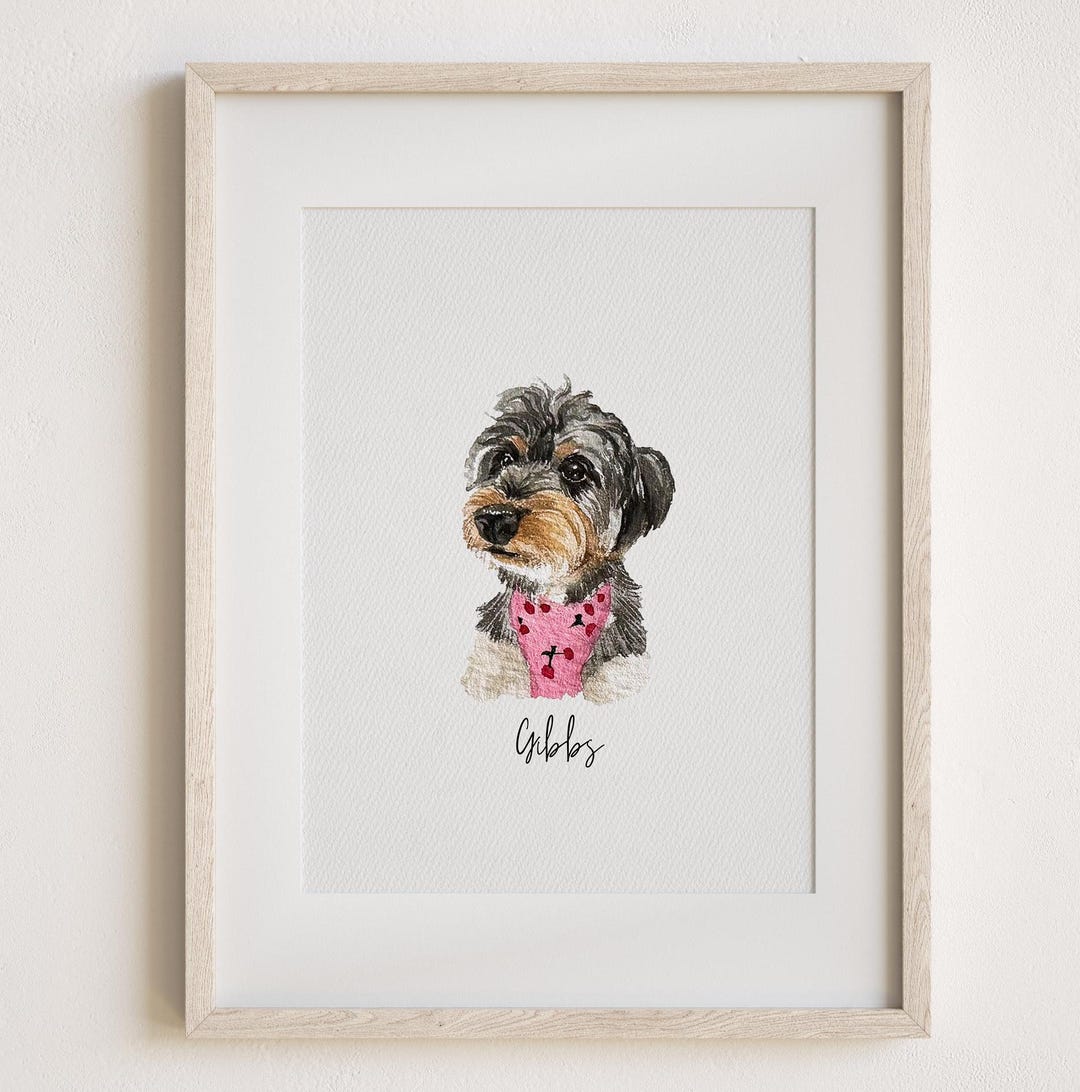 Mini Custom Watercolor Pet Portrait, Dog Portraits from Photos,Dog Portraits From Photos, 