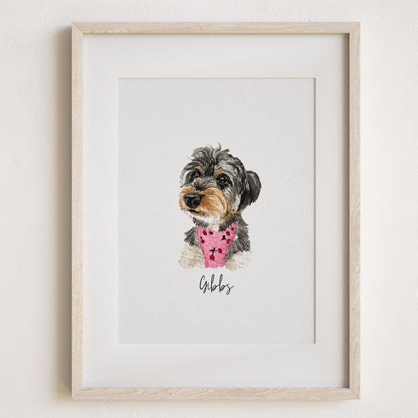 Mini Custom Watercolor Pet Portrait, Dog Portrait From Photo, Hand Painted Pet Portrait, Pet Painting,Custom dog portrait,Pet Memorial Gift