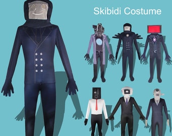 Halloween Skibidi Toilet Costume for Boy Girl,10 Roles Kids Holloween Cosplay/Custom Tv Head/Monitor Head Cosplay Romper,Halloween Bodysuits