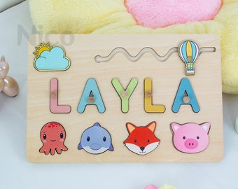 Gepersonaliseerde puzzel-1e verjaardagscadeau-cadeaus voor baby-naam puzzel voor peuters-babynaam puzzel-cadeau kraamcadeau-kerstcadeaus