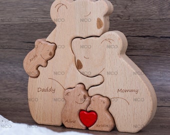 Wooden koalas Family Puzzle-Personalized Gifts-Xmas Gift For Family-Home Decor Gift-Wooden Gift