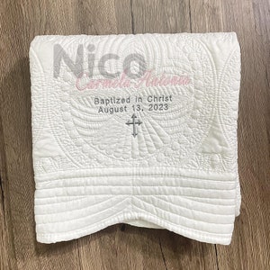 Regalo de bautismo para bebé, regalo de bautizo, bautizado en Cristo, regalo para bebé recién nacido, regalo de madrina, regalo de Pascua, edredón de bautismo personalizado