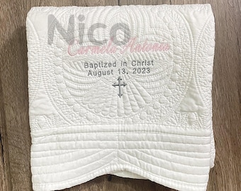 Regalo de bautismo para bebé-Regalo de bautizo-Bautizado en Cristo-Nuevo regalo de bebé-Regalo de madrina-Regalo de Pascua-Edredón de bautismo personalizado