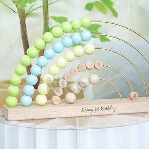 Rainbow Abacus, Personalized Gift for Baby, Natural Wooden Abacus, Baby&Toddler Birthday Gift, Neutral Easter Gift for Baby