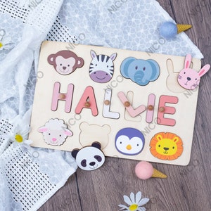 Animal Name Puzzles-Custom Name-Puzzles For Toddlers-Wooden Puzzles-Birthday Gifts-Baby Shower Gifts-Baby Girl Gifts