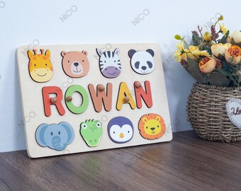Personalized Name Gifts-Custom Puzzle-Jigsaw Puzzle-Montessori Puzzle-Busy Puzzle-1st Birthday Gifts, Animal Puzzles